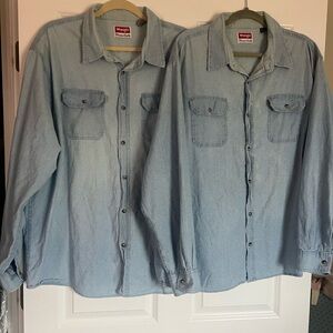 PAIR OF VINTAGE WRANGLER DENIM SHIRTS - 100% COTTON